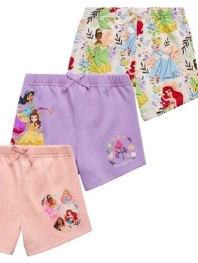 NWT Disney PRINCESSES 3pk Fleece Shorts Set Size 5